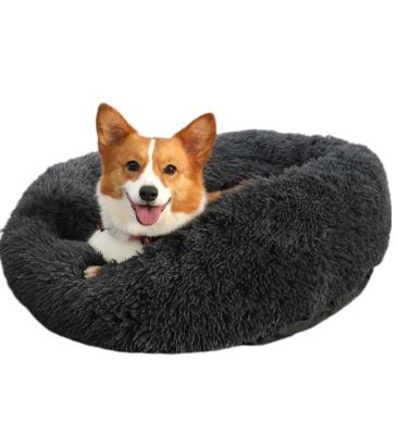 China Breathable Long Dog Bed Donut Plush Pet Warm Soft Cushion for Large Kennel Cat Calming Bed Washable Pet Sofa Mat Pet Accessories Samll for sale