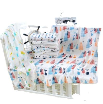 China PORTABLE 110*120cm Japanese Free Running Wrap Gauze Printed Receiving 2 Layers Muslin Custom Baby To Wrap Blankets 100% Cotton for sale