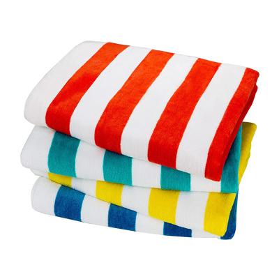 China Custom Eco Friendly Beach Towels Jacquard Beach Towel Stripe Cotton Vivid Pool Cotton Towel for sale