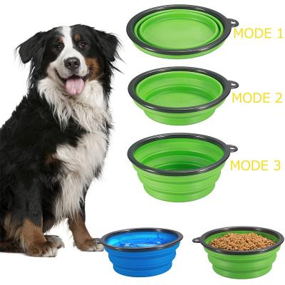 China Outdoor Portable 450ml Silicone Stocked Pet Bowls Travel Collapsible Dog Feeding Bowl l for sale