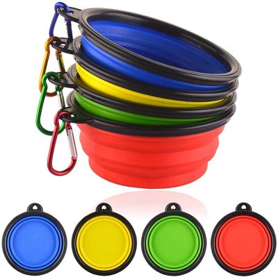 China Wholesale Eco-friendly Custom Folding Portable Stocked Amazon Hot Selling Collapsible Collapsible Pet Bowl Silicone Dog Bowl for sale