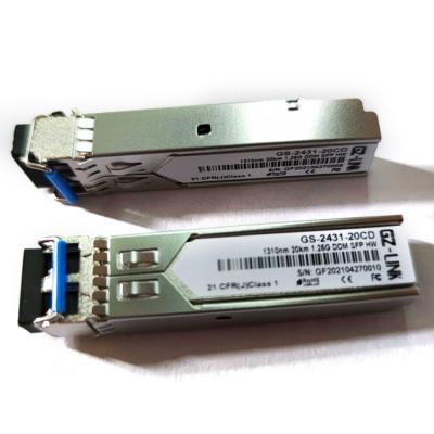 China FTTH GZ-LINK 1.25G SFP 1310nm 10km 20 km optical SFP transceiver module price for sale