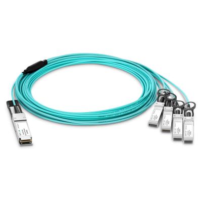 China OFNP GZ-LINK 10m 40G QSFP+ to 4x10G SFP+ Breakout Active Fiber Optic Cable Dell Compatible CBL-QSFP-4X10G-AOC10M for sale