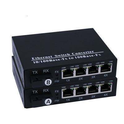 China New FTTH GZ-LINK 1*100M Optical Fiber Port SFP Media Converter Good Prices with Ethernet 4 for sale