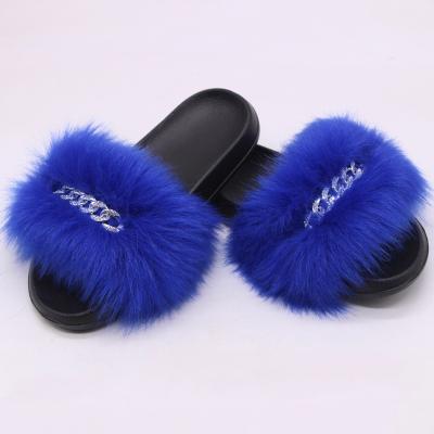 China New Fashion Trend Girls Faux Fur Soft And Fluffy Slides Style Slippers for sale