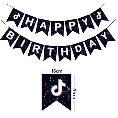 China Tiktok Theme Party Tiktok Paper Flag Raising Tiktok Flag Raising Birthday Party Decoration Flag Raising Birthday Flag Raising Banner for sale