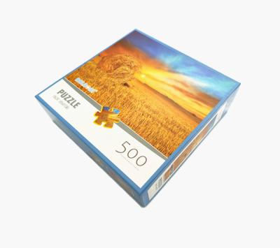 China Cartoon Toy Jigsaw Puzzle 500 pieces and puzzle 1000 pieces of paper mosaic of rice field landscape against the sunse for sale