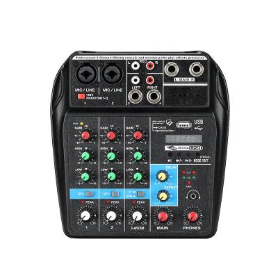 China Small Pork Mini 4 Channel Digital Sound Music Audio Mixer Lightweight Brand New Professional Audio DJ Console Sound Music Mixer For Home Karaoke for sale