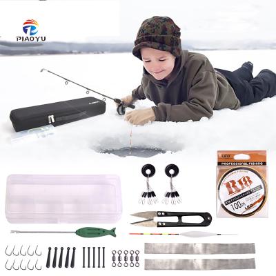 China Fishing Tool Kit Piaoyu Winter Fishing Super Affordable Black Solid 80cm Ice Fishing Rod Set for sale