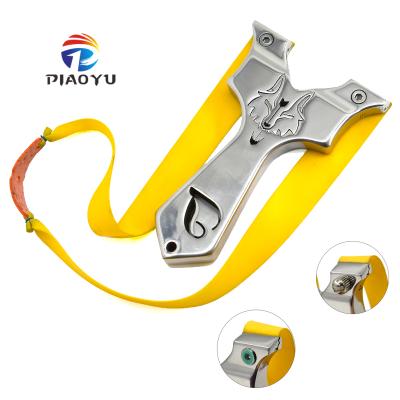 China Wolf Head Metal Slingshot Stainless Steel Catapult Durable Outdoor Hunting Shooting Slingshot for sale