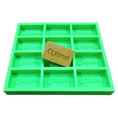 China Sustainable 12 Cavities Rectangle Custom Silicone Soap Molds with Brand Name for Natural Bar Soap Making for sale