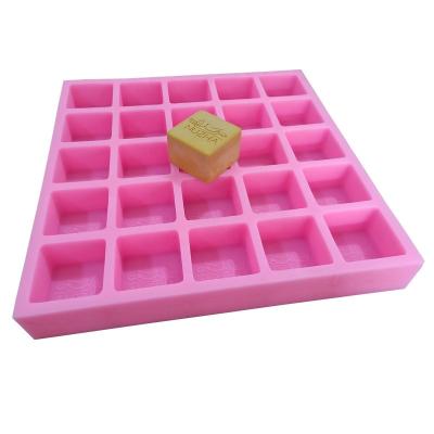 China Sustainable 25 Cavities Custom Cube Soap Mold Bath Bomb Molds with Logo Personalized Silicone Mould Trays for Natural Bar Soaps Making for sale