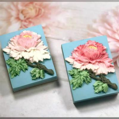 China Sustainable Peony Natural Soap Mould 3D Flower Silicone Mold for Handmade Soap Scented Candle Wax Melts Molds Decorated Gypsum Resin Mould for sale