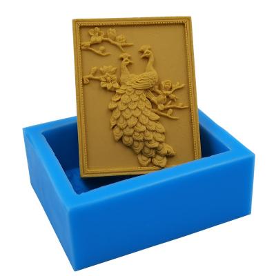 China Sustainable peacock Design Silicone Soap Mold Scented Candle Wax Mould Resin Gypsum Crafts Silicone Molds Chocolate Cake Baking Tools for sale