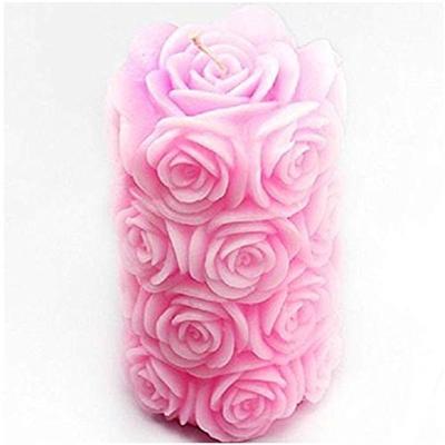 China Sustainable Big Size Rose Cylinder Silicone Candle Mold Scented Wax Mould DIY 3D Silicone Mold for Art Wedding Candle Decorated Craft Moulds for sale