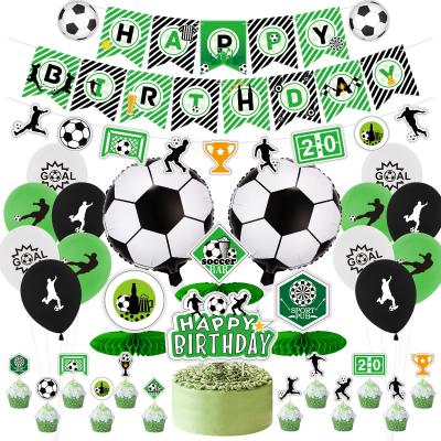 China 300g White Card Football Theme Kids New Birthday Party Decorations Birthday Banner Cake Balloon Set for sale