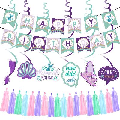 China Wholesale white hot sale new product Amazon card 300GSM birthday decoration mermaid party supplies set for sale