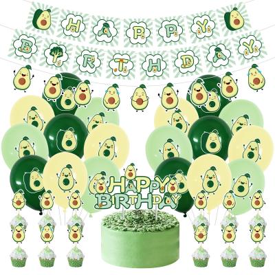 China 300g Card Latex Balloon Decoration Set Summer Avocado Baby Theme Birthday Party Decoration Fruit Set Banner White Cake Party for sale