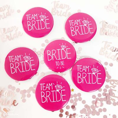 China Team Bride /Bride bachelor party to be tinplate badge, rose simple red theme bride theme decoration for sale