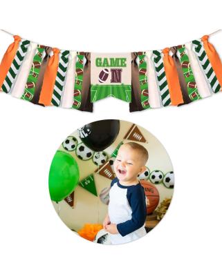 China football theme 1st birthday pull flag costume 1st birthday pull flag costume sports topper cake party banner football baby crown hat decoration one year old hat for sale