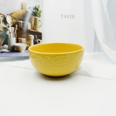 China Sustainable China Manufacturer Moroccan Ceramic Bowls 5.5 Inches Relief Ceramic Bowl Ceramic Fruit Bowl Nordic for sale