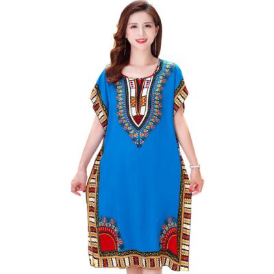 China Summer New Arrival Style Exotic Ethnic Silk Cotton African Clothing Multicolor Optional Plus Size Women's Dresses for sale