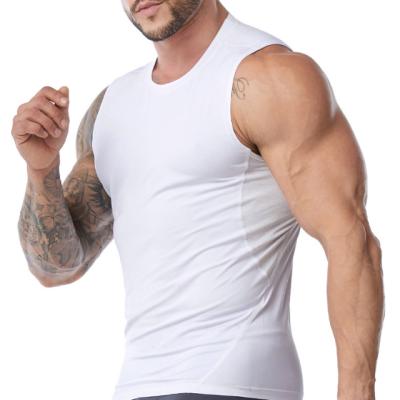 China Sustainable sports tight plus size men's vests high quality gym fabrics for running and quick-drying clothing for sale