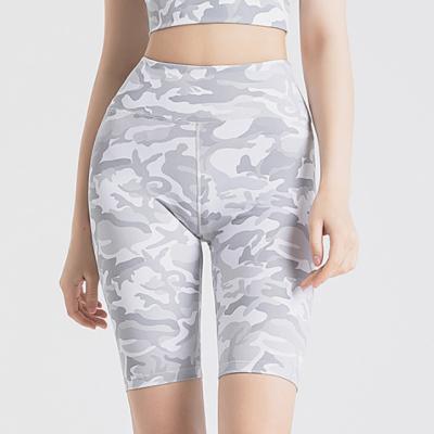 China Breathable Camouflage Printed Stretch Performance Shorts Yoga Gym Quick-Drying Thin Fabric for sale