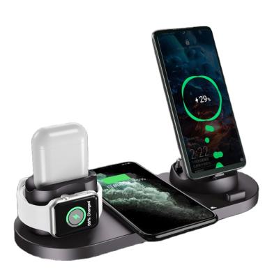 China Apple Mobile Phones 10W Multifunctional Cell Phone Charging Watches Earphone Wireless Charging 6 in 1 for sale