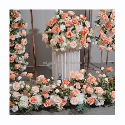 China Wedding event table decoration Ruihe Decorative Table Runner Garland Wedding Centerpiece Arrangement Decoration Ball Artificial Flower Centerpieces for sale