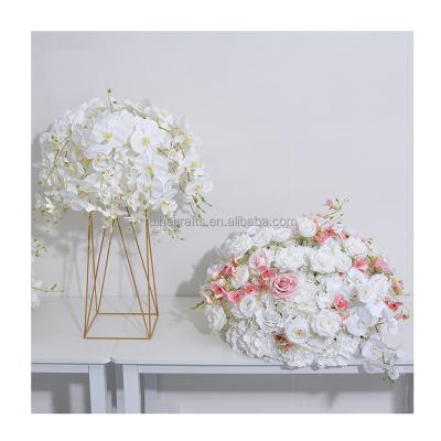 China Wedding event table decoration 60cm real touch butterfly orchid bouquet flower ball floral ball center piece for wedding table display  decoration for sale