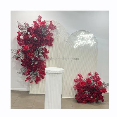 China Wedding event table decoration Customized Flower Backdrop Row Arch Artificial Triangles hanging Red Floral For Wedding Background Decorative for sale