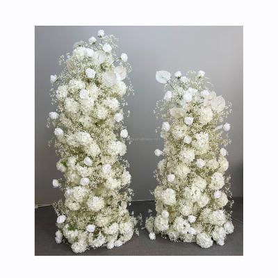 China Wedding event table decoration Decorative wedding arch runner table artificial babysbreath flower row for wedding backdrop decoration for sale