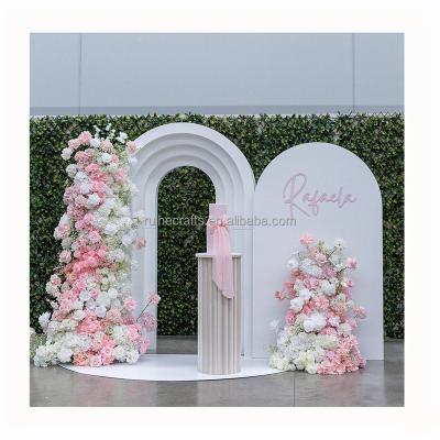 China Wedding event table decoration Customized OEM ruhi flower runner wedding table white pink floral runner arrangement for wedding event decoration for sale