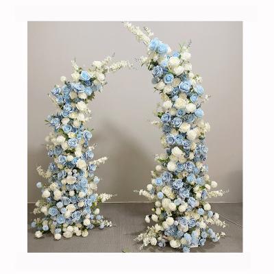 China Wedding stage decoration New arrival blue wedding flowers arch artificial flowers backdrop for wedding decoration & supplies for sale