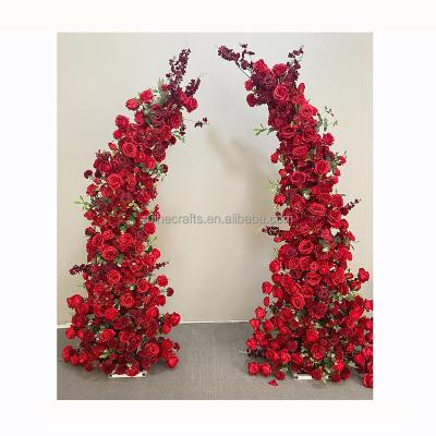 China Wedding stage decoration High quality wedding flowers decorations wedding backdrop red rose flower arch for event stage decor for sale