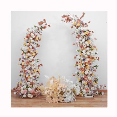 China Wedding stage decoration Ruihe fall flower arrangement heart flower arch arrangement orange color arch flowers for event stage decoration for sale