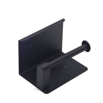 China Modern Toilet Paper Roll Holder With Shelf Toilet Paper Holder Wall Mount Stainless Steel Black Toilet Paper Holder for sale