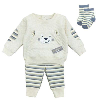 China Breathable Newborn Infant Top Infant Baby Pants Socks Ribbed Winter Clothing Set for sale