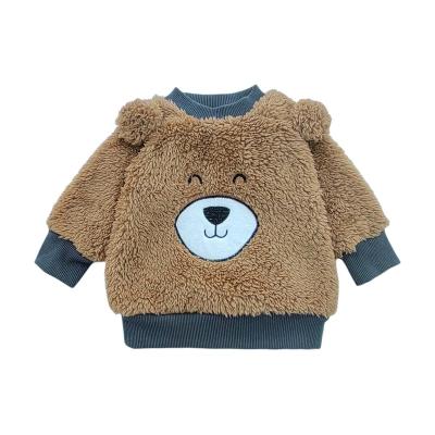 China Breathable Baby Infant Fleece Tops Wholesale Long Sleeves Shear Ribbed Baby Clothes for sale