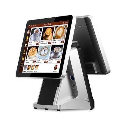 China Wifi/bluetooth/2D Code Scanner 15 Inch Dual Screen Touch POS System Machine 2G CPU 32G SSD Fisco Cashier Counter Smart POS For Shop Restaurant for sale