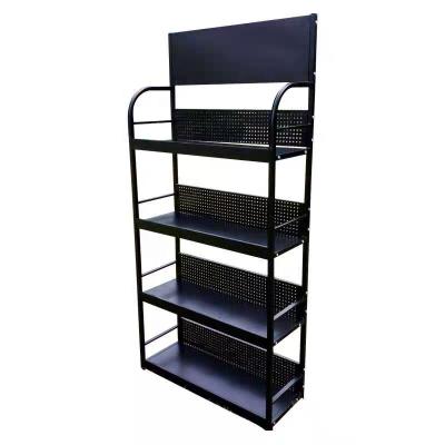 China Corrosion Protection Iron Rack Metal Pegboard Tools Display Rack With Hooks And Racks 6 Row Machining Shelving for sale