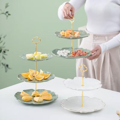 China Wholesale OSBORN Light Sustainable Luxury 3 Tier Ceramic Cake Dish Set Dessert Stand Wedding for sale