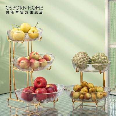 China OSBORN Creative Multilayer Glass Tabletop Fruit Tray Fruit Plate With Storage Stocked Box for sale