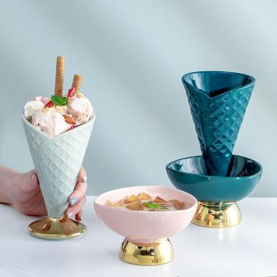 China OSBORN Restaurant Yogurt Pudding Dessert Stocked Bowl Ice Cream Cup Bowls Ceramic Dishes for sale