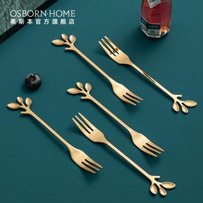 China Wholesale OSBORN restaurant gold stainless steel fruit cake dessert viable fork sets stainless steel flatware for wedding for sale