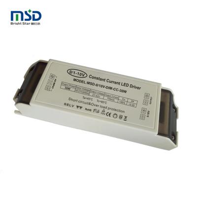 China AC 110V 220V 230V 30w 0-10v plastic pwm constant current dimming led driver with CE SAA ETL enclosure 1500ma plastic pwm led driver for sale