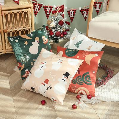 China 135g PORTABLE Christmas Cartoon Pillow Cases Tile Covers Red Green Couch Sofa Cushion Covers Christmas Holidays for sale