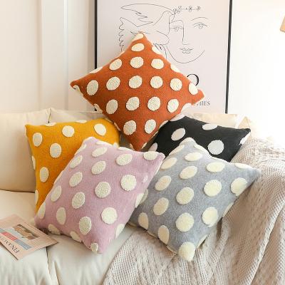 China Viable Decorative Pillows Polka Dot Pillows Home Decor Embossed Pattern Wool Like Pillow Covers for sale