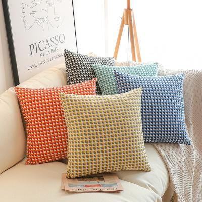 China Viable Bright Colors Cushion Geometric Pillow Pattern Pillow Cover Plaid Jacquard Checks For Sofa for sale